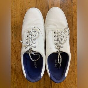 J Crew Men’s White and Navy Canvas Sneakers Size 12